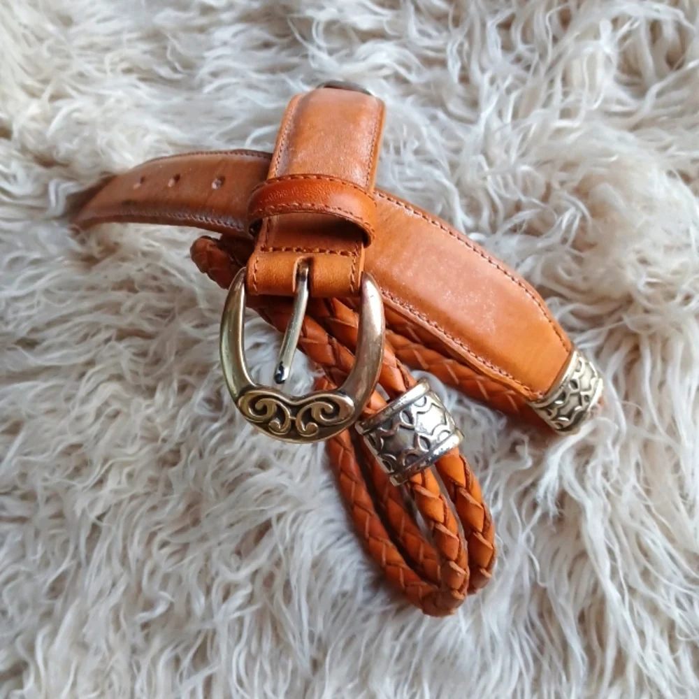 Fossil leather belt
